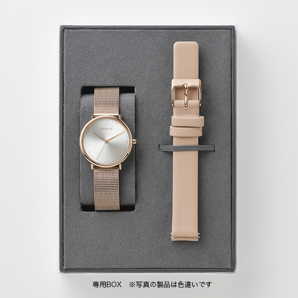 BERING ローズゴールド メッシュベルト 時計 BERING ベーリング レディース腕時計 チェンジズミニ キャメル
