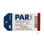 航空会社のヴィンテージバゲッジタグをモチーフにしたラグ。