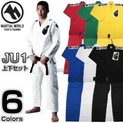 マーシャルワールド　ALMA国産柔術着（柔術衣・柔術道着）　REGULAR KIMONO　JU1　白・黒・青・赤・黄・緑　上下セット