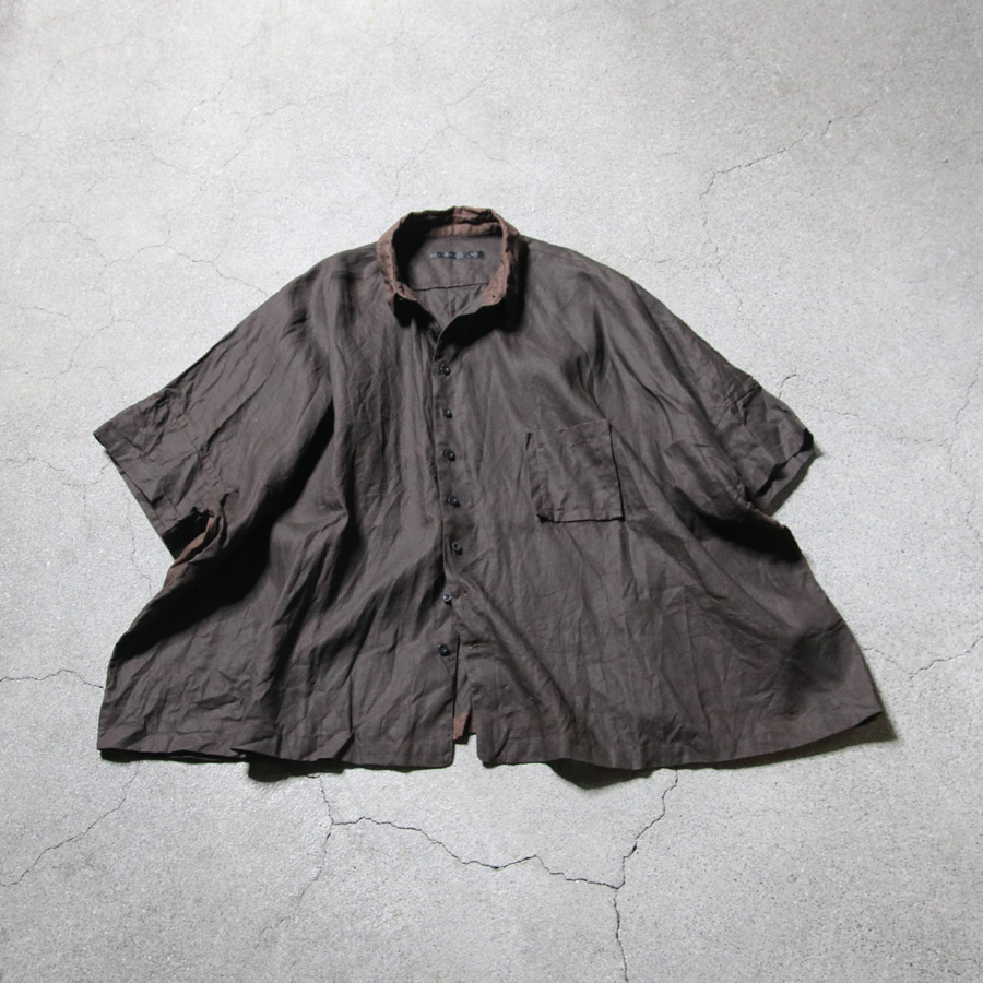 KLASICA 通販,KLASICA 東京取り扱い店舗,KLASICA,クラシカ,SH-047,EXTRA DROPPED 1/2 SLEEVE SHIRTS / BENGARA & SUMI COATED LINEN