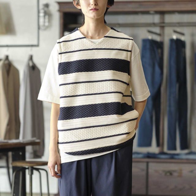 curly,カーリー,curly 通販,curly 東京取り扱い店舗,CABLE JACQUARD VEST -bordr,241-200212BD