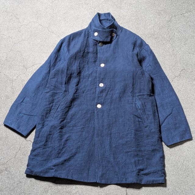 EEL products サクラコート 藍染 インディゴ M ステンカラーコート EEL Products」SAKURA COAT ai wo comete | ANOTHER LOUNGE