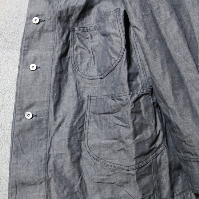 Klasica ブラック リネン　カバーオール KLASICA (クラシカ) [ LONG WOOD 9.7 ] 9.7oz COTTON x LINEN