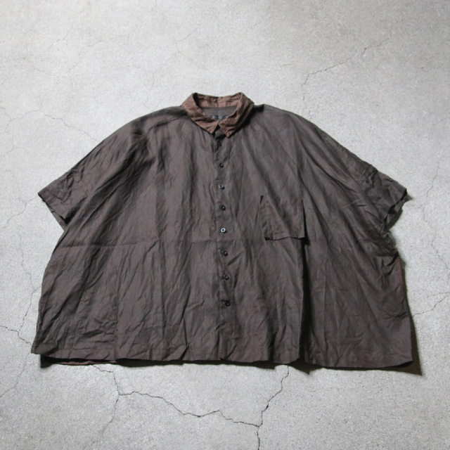 KLASICA 通販,KLASICA 東京取り扱い店舗,KLASICA,クラシカ,SH-047,EXTRA DROPPED 1/2 SLEEVE SHIRTS / BENGARA & SUMI COATED LINEN