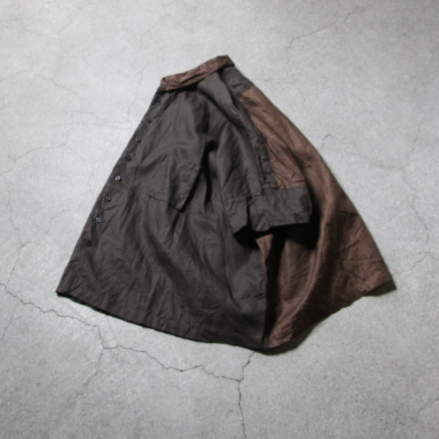 KLASICA 通販,KLASICA 東京取り扱い店舗,KLASICA,クラシカ,SH-047,EXTRA DROPPED 1/2 SLEEVE SHIRTS / BENGARA & SUMI COATED LINEN