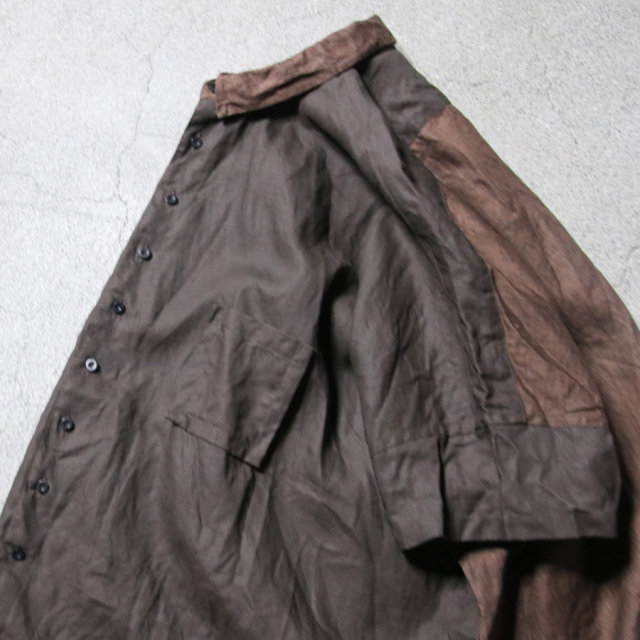 KLASICA 通販,KLASICA 東京取り扱い店舗,KLASICA,クラシカ,SH-047,EXTRA DROPPED 1/2 SLEEVE SHIRTS / BENGARA & SUMI COATED LINEN