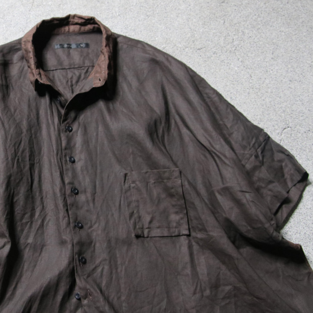 KLASICA 通販,KLASICA 東京取り扱い店舗,KLASICA,クラシカ,SH-047,EXTRA DROPPED 1/2 SLEEVE SHIRTS / BENGARA & SUMI COATED LINEN