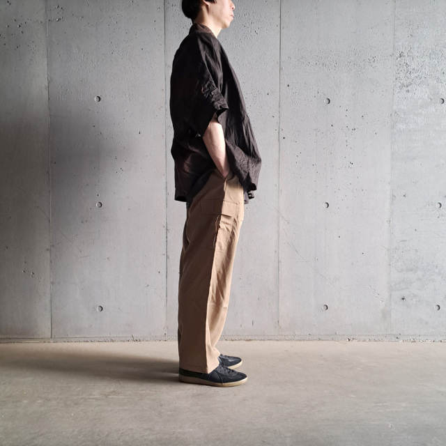 KLASICA 通販,KLASICA 東京取り扱い店舗,KLASICA,クラシカ,SH-047,EXTRA DROPPED 1/2 SLEEVE SHIRTS / BENGARA & SUMI COATED LINEN