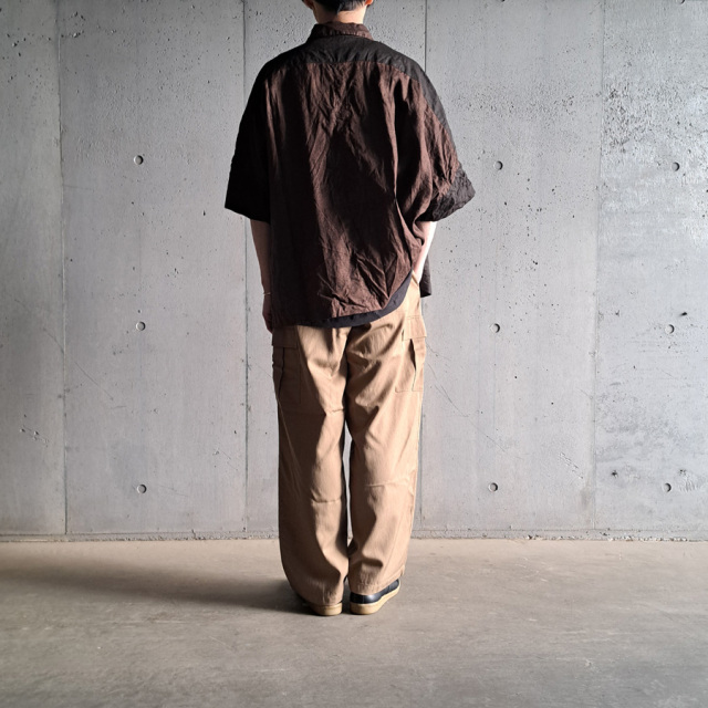 KLASICA 通販,KLASICA 東京取り扱い店舗,KLASICA,クラシカ,SH-047,EXTRA DROPPED 1/2 SLEEVE SHIRTS / BENGARA & SUMI COATED LINEN