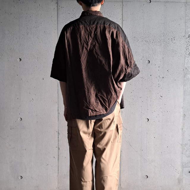 KLASICA 通販,KLASICA 東京取り扱い店舗,KLASICA,クラシカ,SH-047,EXTRA DROPPED 1/2 SLEEVE SHIRTS / BENGARA & SUMI COATED LINEN