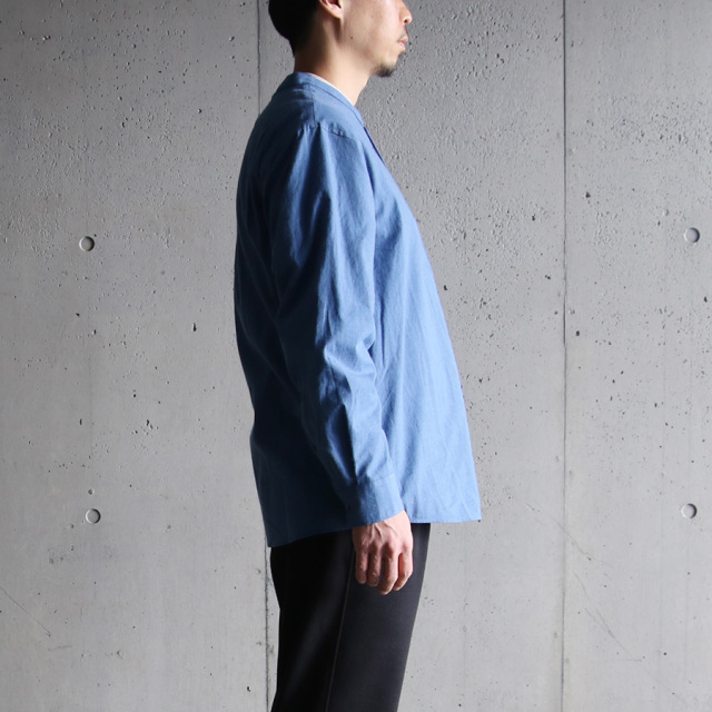 LAMOND,ラモンド,band collar chambray shirts jacket,lm-s-085-sh