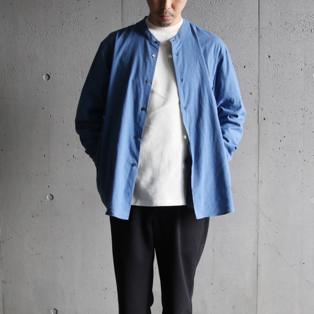 LAMOND,ラモンド,band collar chambray shirts jacket,lm-s-085-sh