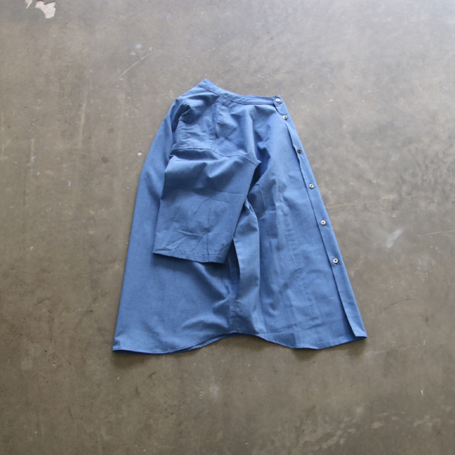 LAMOND (ラモンド) LM-S-084 [BAND COLLAR CHAMBRAY SHIRTS JACKET] バンドカラー シャンブレー シャツ S/Sジャケット (BLUE)