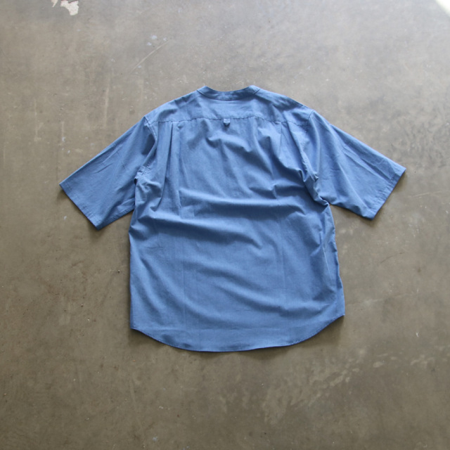 LAMOND (ラモンド) LM-S-084 [BAND COLLAR CHAMBRAY SHIRTS JACKET] バンドカラー シャンブレー シャツ S/Sジャケット (BLUE)