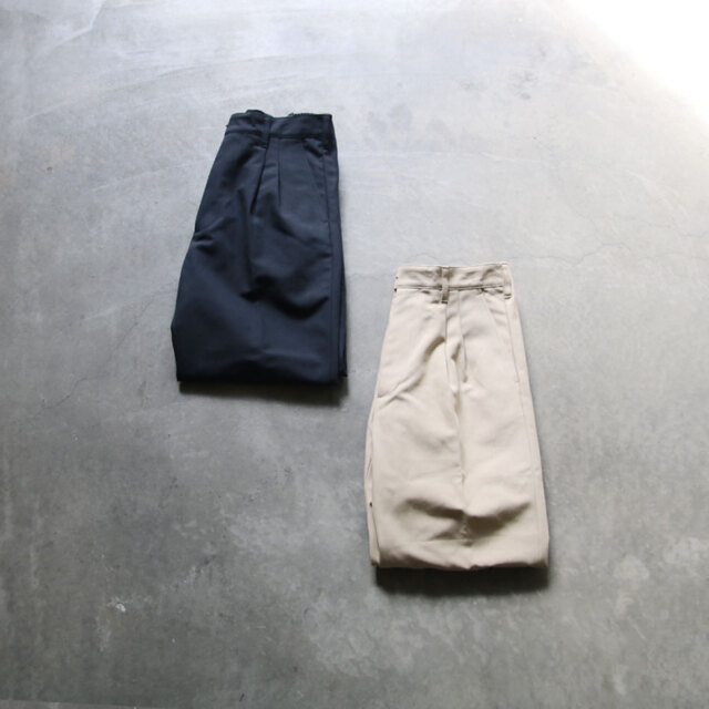 LAMOND,LA MOND,ラモンド,DOUBLE WEAVE WIDE TAPERED TROUSERS