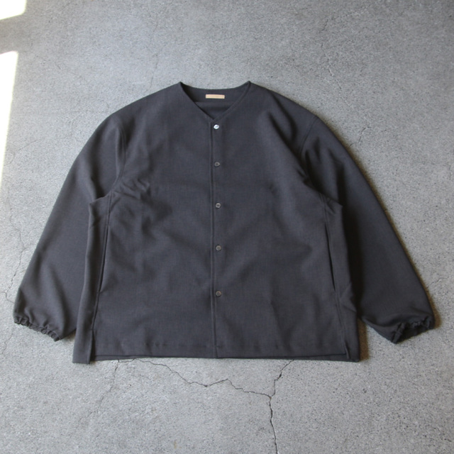 LAMOND (ラモンド) ノーカラージャケット カーディガンブラックsize3 LAMOND ラモンド / NO-COLLAR SHARI JACKET ノーカラーシャリ