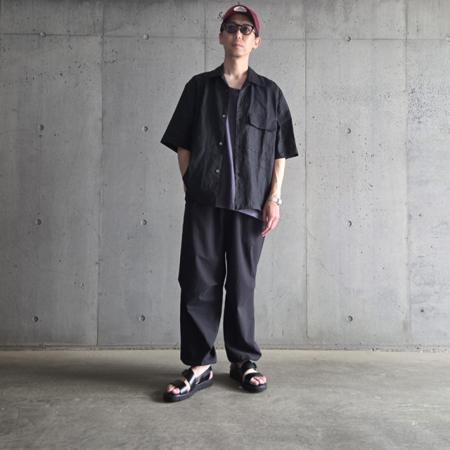 still by hand 2025ss リネンシャツSH03252ネイビー46 STILL BY HAND 