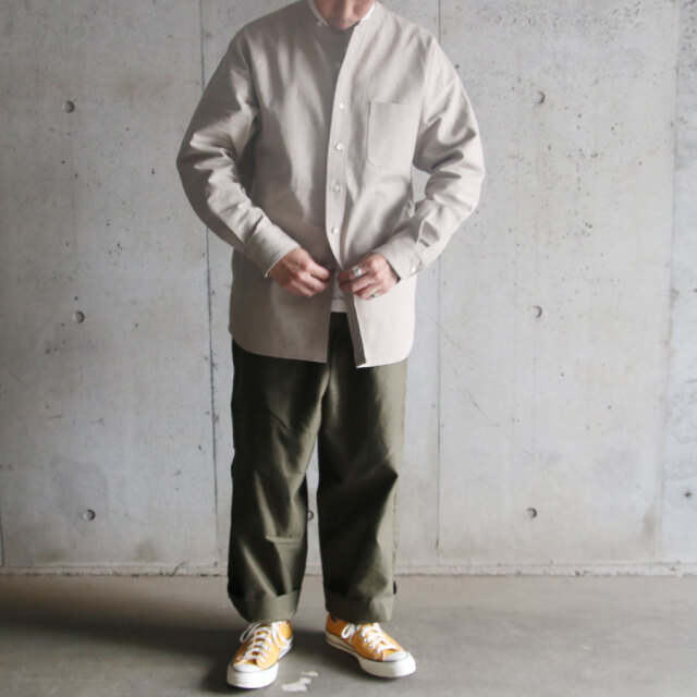 新品 SUNNY ELEMENT シャツ ササフラス ブラームス オアスロウ SUNNY ELEMENT (サニーエレメント) [Park Shirt] バンドカラーカラー