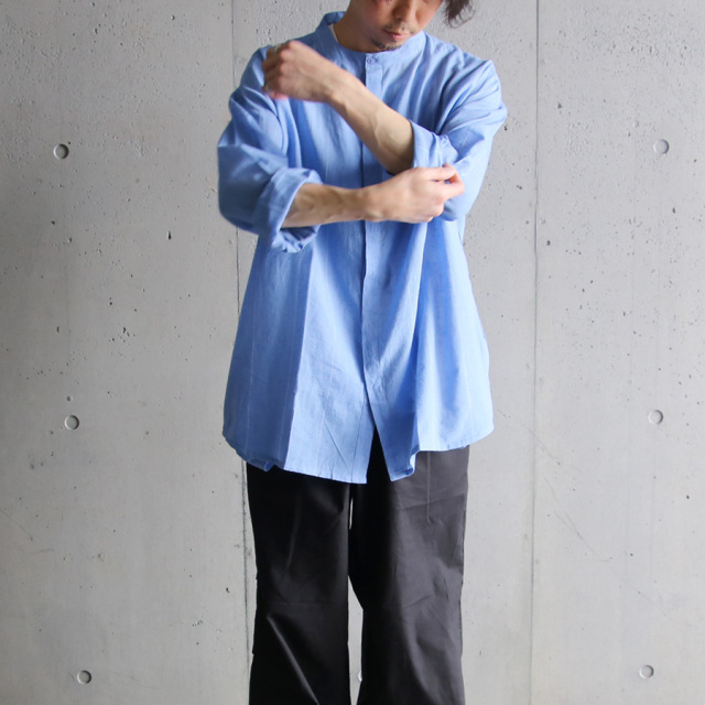 seeall,シーオール,シャツ,バンドカラーシャツ,extra over band collar shirts