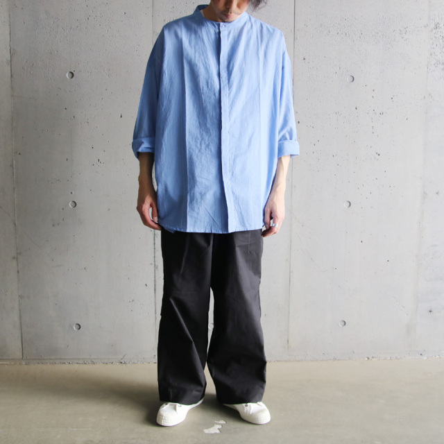 seeall,シーオール,シャツ,バンドカラーシャツ,extra over band collar shirts