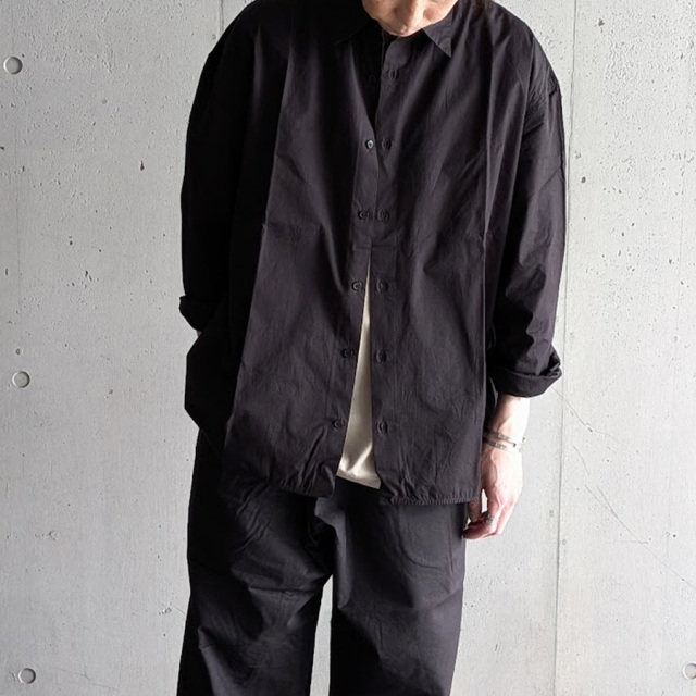 SEEALL (シーオール) シルクシャツ ネイビー 44 SEEALL シャツ SEEALL / シーオール WIDE COLLAR SHIRTS WOOL メンズ