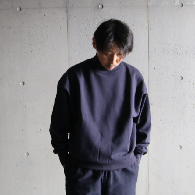 オーラリー ネイビー トレーナー 100%コットン オーガニックコットン やわらかい 綿100%Tシャツ 5分袖 シンプル