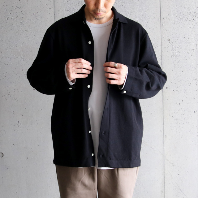 yonetomi new basic,ヨネトミ ニューベーシック,light wave cotton knit shirt