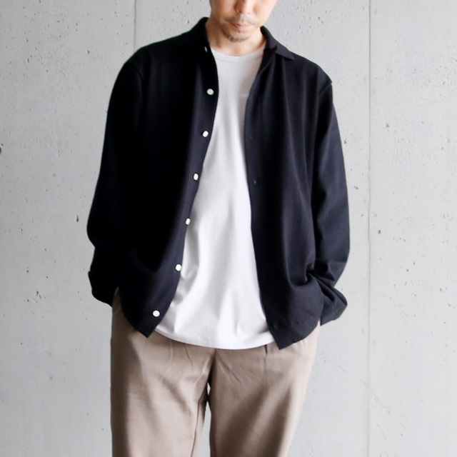 yonetomi new basic,ヨネトミ ニューベーシック,light wave cotton knit shirt