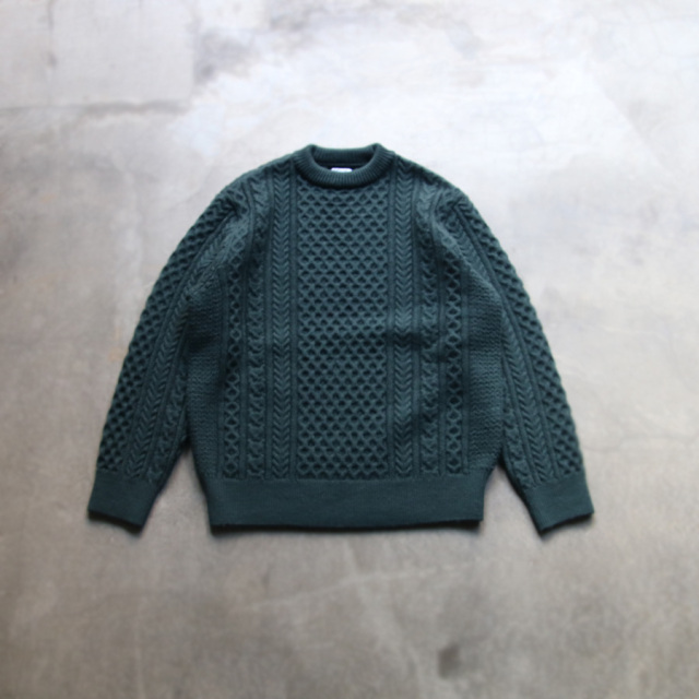 yonetomi new basic,ヨネトミ ニューベーシック,山形ニット,ニットファクトリーブランド,セーター,reborn wool aran knit p/o