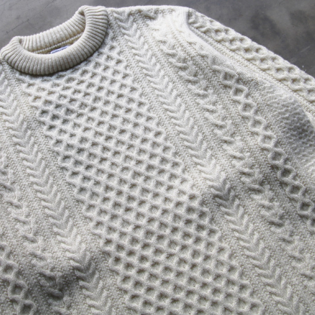 yonetomi new basic,ヨネトミ ニューベーシック,山形ニット,ニットファクトリーブランド,セーター,reborn wool aran knit p/o