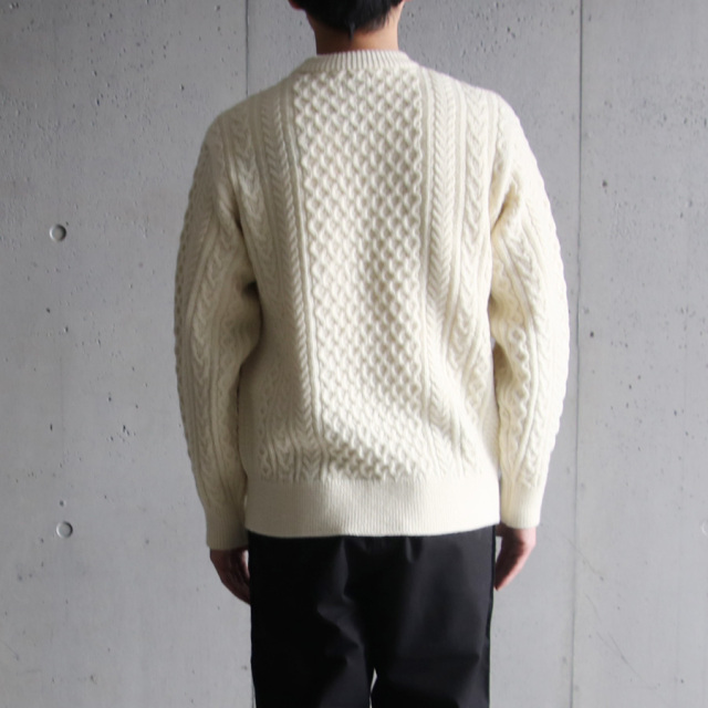 yonetomi new basic,ヨネトミ ニューベーシック,山形ニット,ニットファクトリーブランド,セーター,reborn wool aran knit p/o