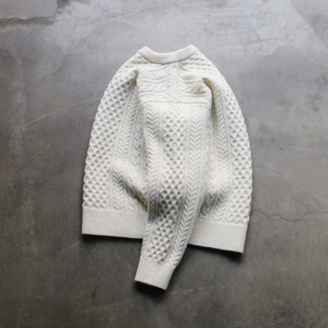 yonetomi new basic,ヨネトミ ニューベーシック,山形ニット,ニットファクトリーブランド,セーター,reborn wool aran knit p/o