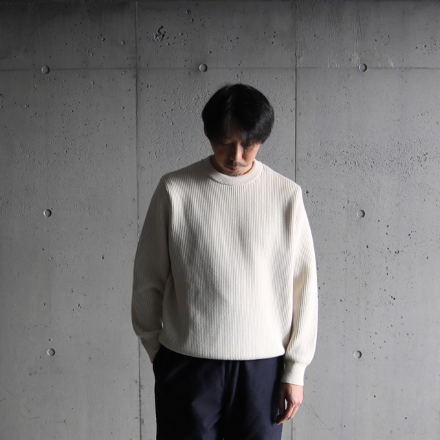 yonetomi new basic,ヨネトミ ニューベーシック,山形ニット,ニットファクトリーブランド,セーター,EX FINE WOOL RIB KNIT P/O