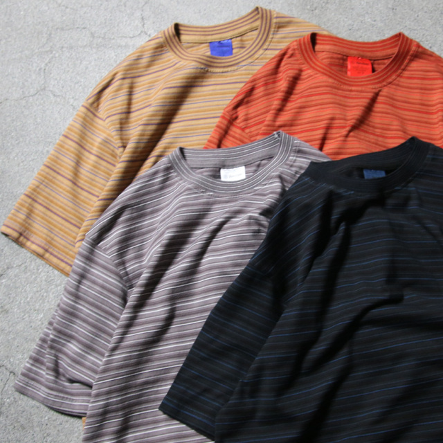 yonetomi new basic,ヨネトミ ニューベーシック,yonetomi 通販,yonetomi 東京取り扱い店舗,GARMENT DYED RANDOM BORDER T-SHIRT