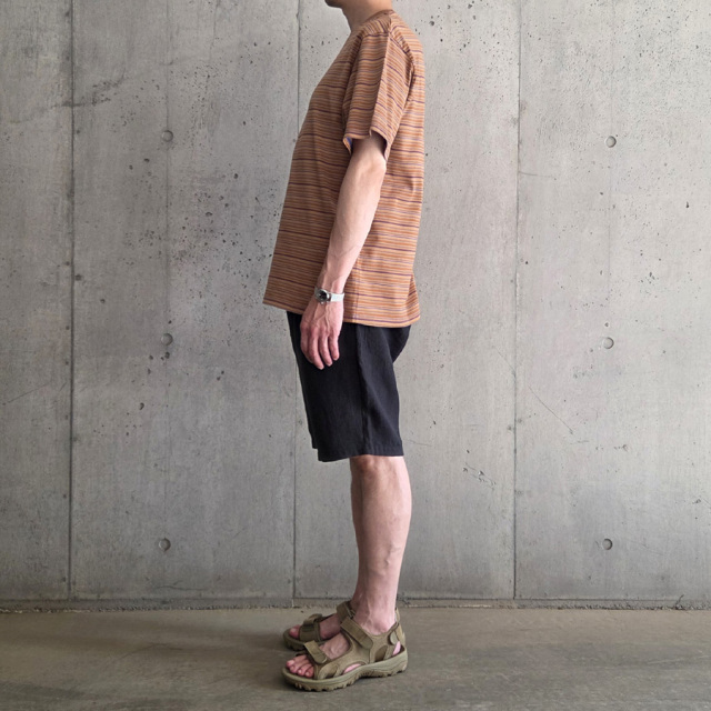 yonetomi new basic,ヨネトミ ニューベーシック,yonetomi 通販,yonetomi 東京取り扱い店舗,GARMENT DYED RANDOM BORDER T-SHIRT