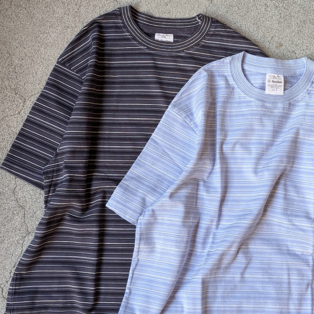 yonetomi new basic,ヨネトミ ニューベーシック,yonetomi 通販,yonetomi 東京取り扱い店舗,GARMENT DYED RANDOM BORDER T-SHIRT