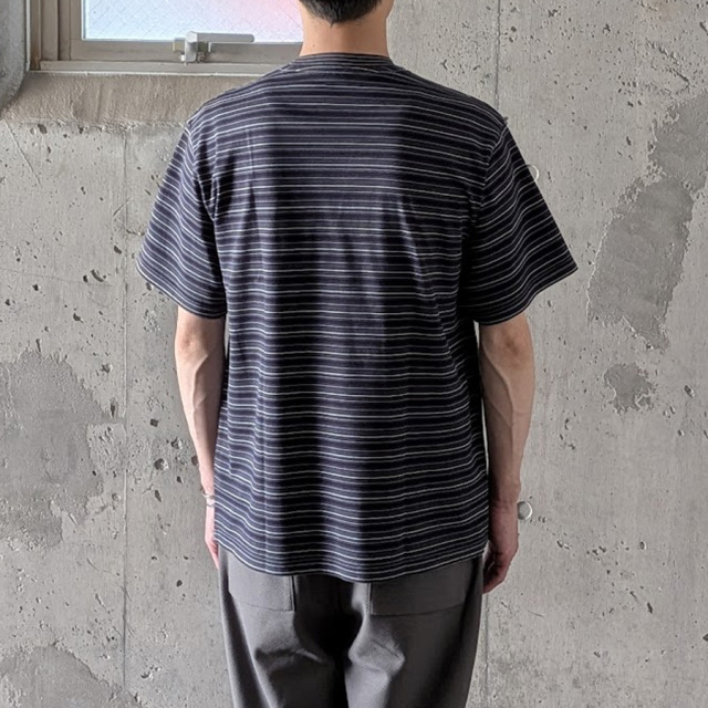 yonetomi new basic,ヨネトミ ニューベーシック,yonetomi 通販,yonetomi 東京取り扱い店舗,GARMENT DYED RANDOM BORDER T-SHIRT