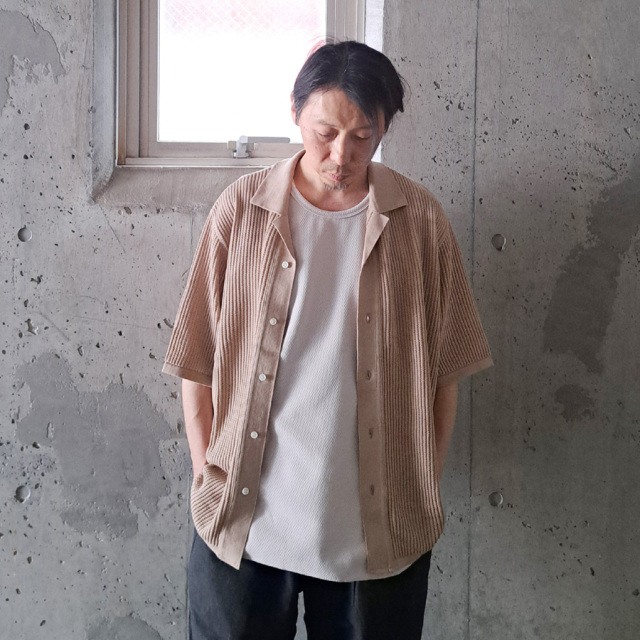 yonetomi new basic,ヨネトミ ニューベーシック,yonetomi 通販,yonetomi 東京取り扱い店舗,コットン透かしニットシャツ,95-252-032