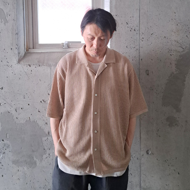 yonetomi new basic,ヨネトミ ニューベーシック,yonetomi 通販,yonetomi 東京取り扱い店舗,コットン透かしニットシャツ,95-252-032