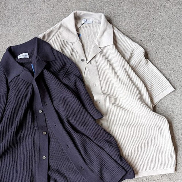 yonetomi new basic,ヨネトミ ニューベーシック,yonetomi 通販,yonetomi 東京取り扱い店舗,COTTON SUKASHI KNIT SHIRT