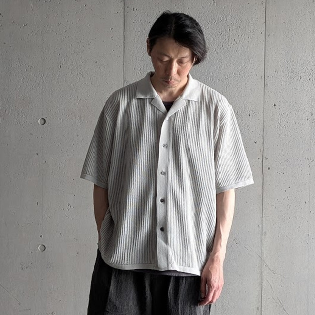 yonetomi new basic,ヨネトミ ニューベーシック,yonetomi 通販,yonetomi 東京取り扱い店舗,COTTON SUKASHI KNIT SHIRT