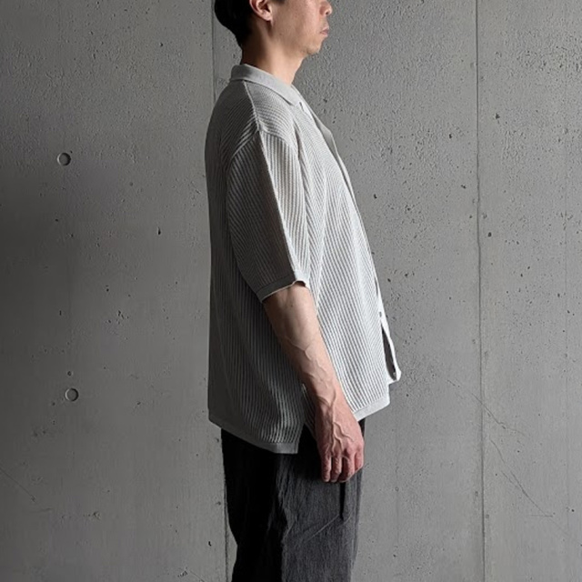 yonetomi new basic,ヨネトミ ニューベーシック,yonetomi 通販,yonetomi 東京取り扱い店舗,COTTON SUKASHI KNIT SHIRT