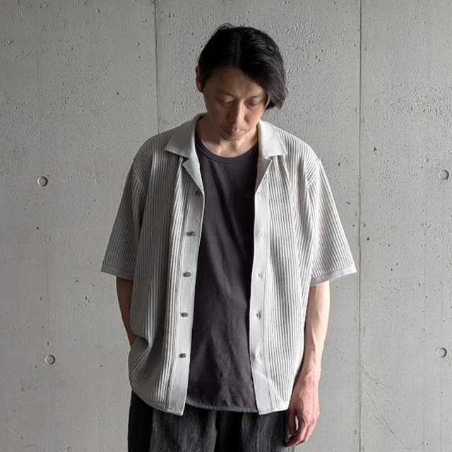 yonetomi new basic,ヨネトミ ニューベーシック,yonetomi 通販,yonetomi 東京取り扱い店舗,COTTON SUKASHI KNIT SHIRT