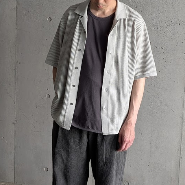 yonetomi new basic,ヨネトミ ニューベーシック,yonetomi 通販,yonetomi 東京取り扱い店舗,COTTON SUKASHI KNIT SHIRT