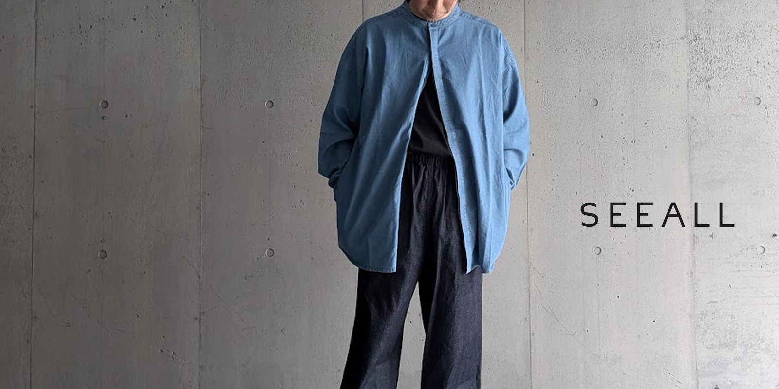 seeall,シーオール,seeal 東京取り扱い店舗,seeal 通販,SAU63-SH382-I-004, EXTRA OVER BAND COLLAR SHIRTS