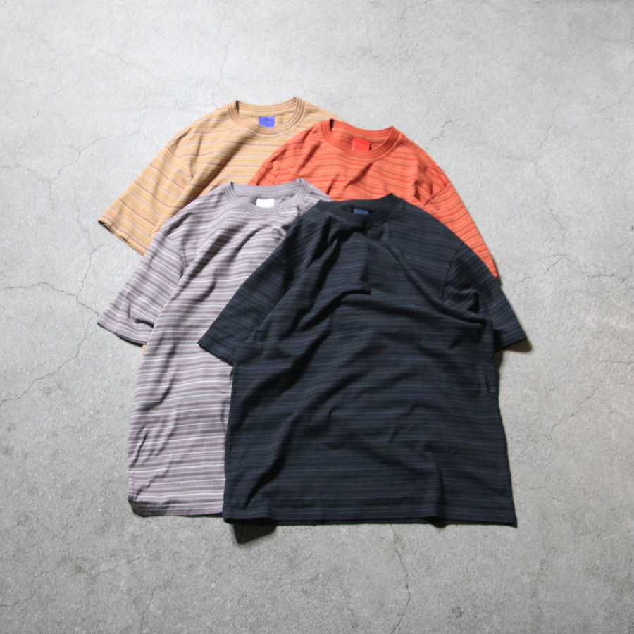 yonetomi new basic,ヨネトミ ニューベーシック,yonetomi 通販,yonetomi 東京取り扱い店舗,GARMENT DYED RANDOM BORDER T-SHIRT