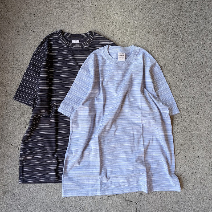 yonetomi new basic,ヨネトミ ニューベーシック,yonetomi 通販,yonetomi 東京取り扱い店舗,GARMENT DYED RANDOM BORDER T-SHIRT