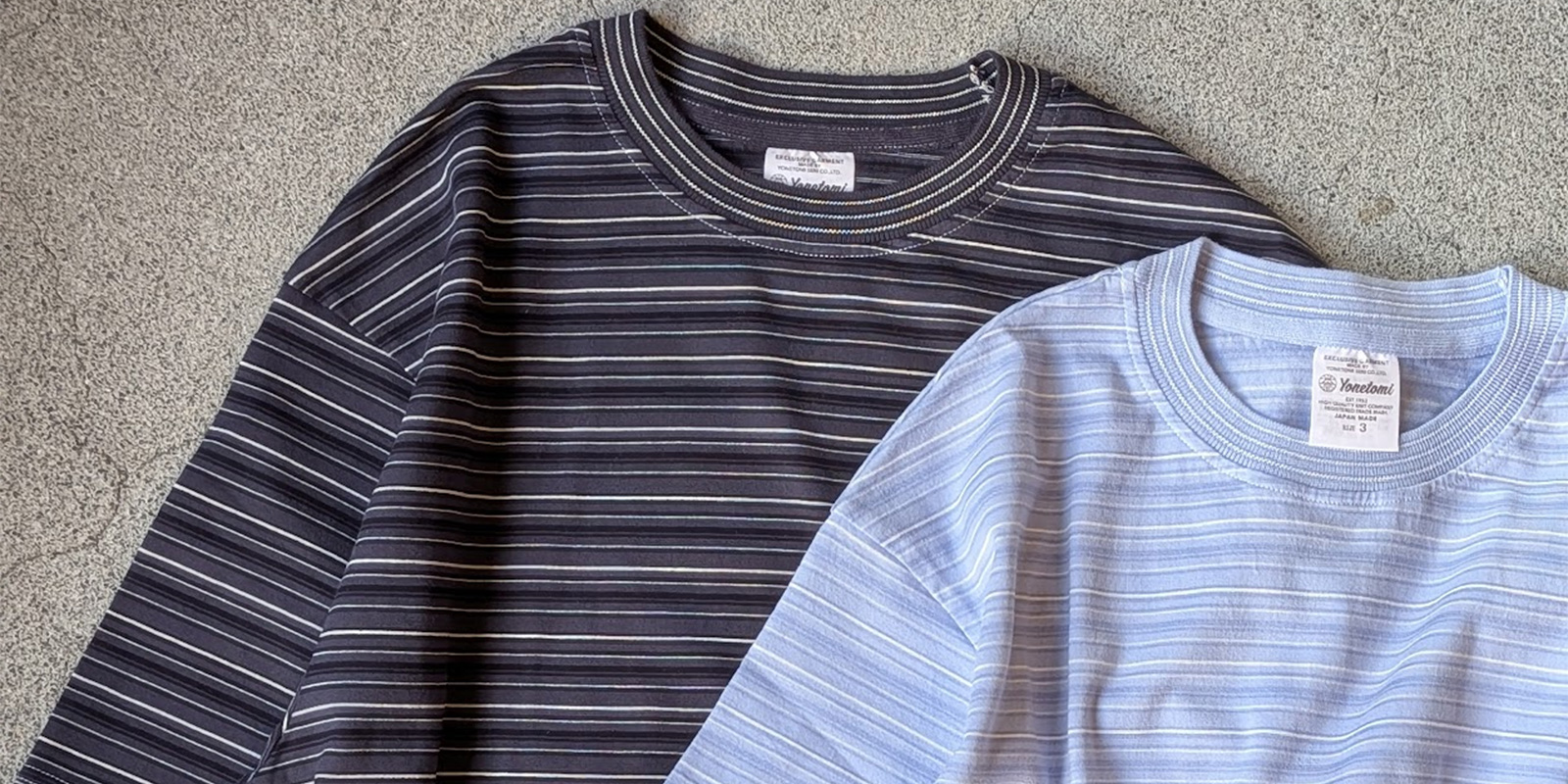 yonetomi new basic,ヨネトミ ニューベーシック,yonetomi 通販,yonetomi 東京取り扱い店舗,GARMENT DYED RANDOM BORDER T-SHIRT