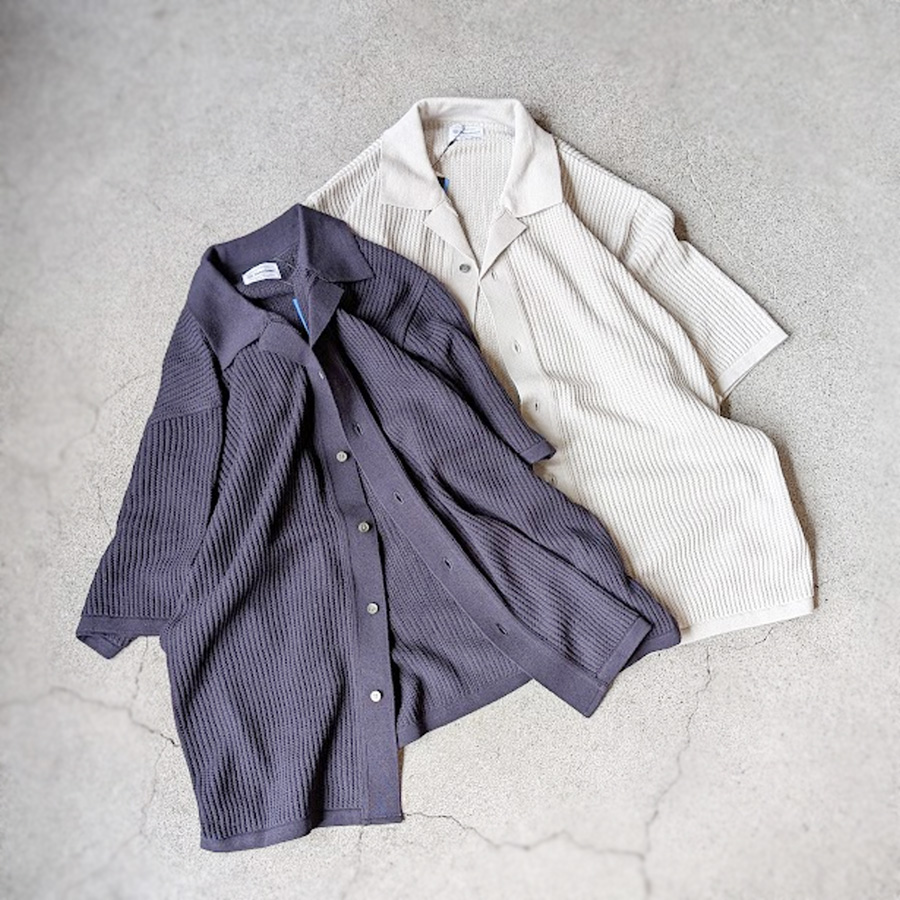 yonetomi new basic,ヨネトミ ニューベーシック,yonetomi 通販,yonetomi 東京取り扱い店舗,COTTON SUKASHI KNIT SHIRT