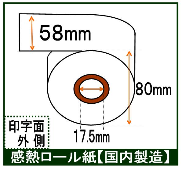 感熱ロール紙58×80×17.5【中保存】  80巻入り 75μ